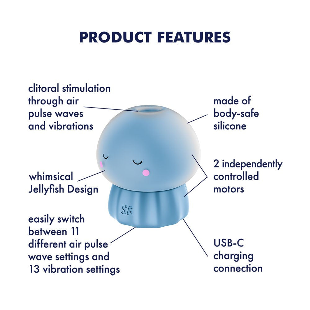 Satisfyer Jelly cious Rechargeable Air Pulse Clit Stimulator Dual Motor - - Clit Ticklers and Pulsators