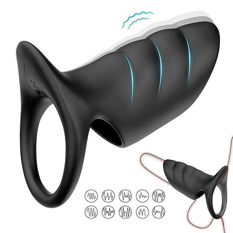 Doc Johnson Surge Vibrating Penis Sleeve Cock Ring with 10 Vibration Modes - Vibrating Cock Rings