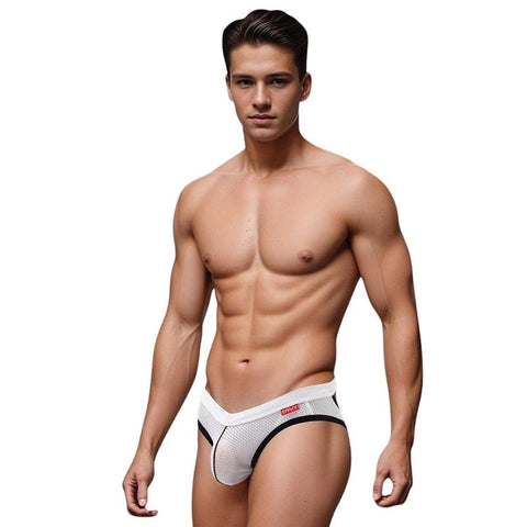 Envy Menswear Sport Mesh Breathable Jockstrap White Premium Athletic Support - Jocks and G-Strings