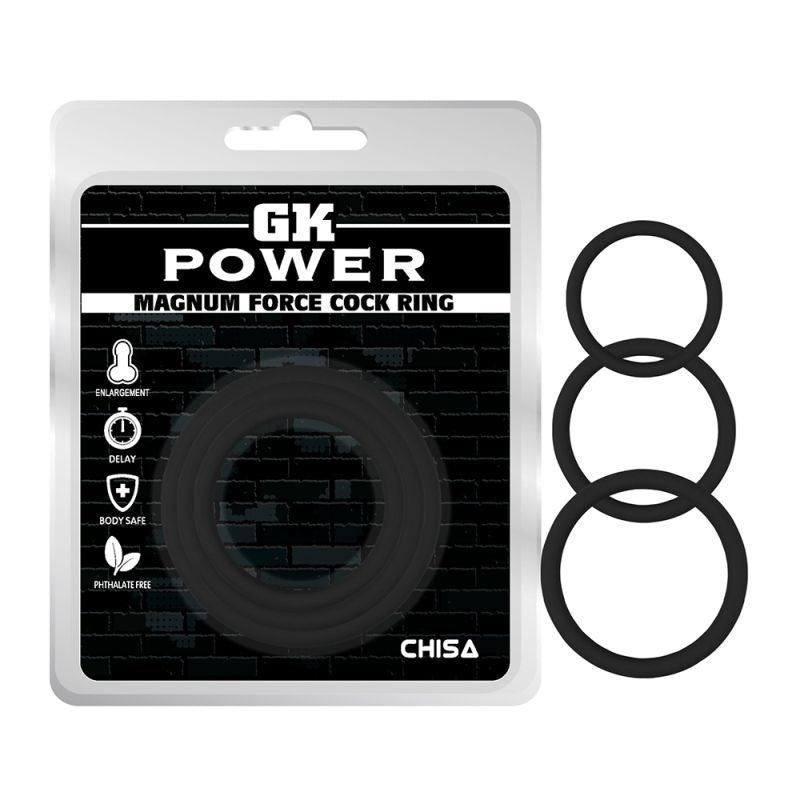 Chisa Magnum Force Silicone Cock Ring Set Three Sizes for Perfect Fit - - Cock Ring Sets