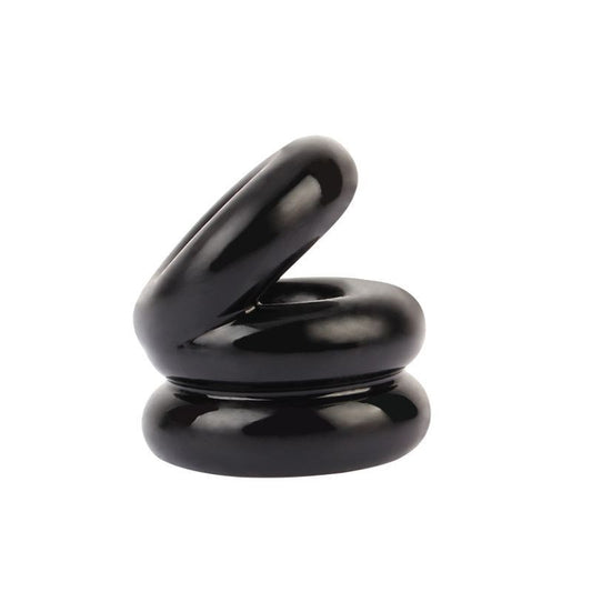 Chisa Stacked Dual Pleasure Male Pleasure Cock Ring - Black - Stretchy Cock Rings
