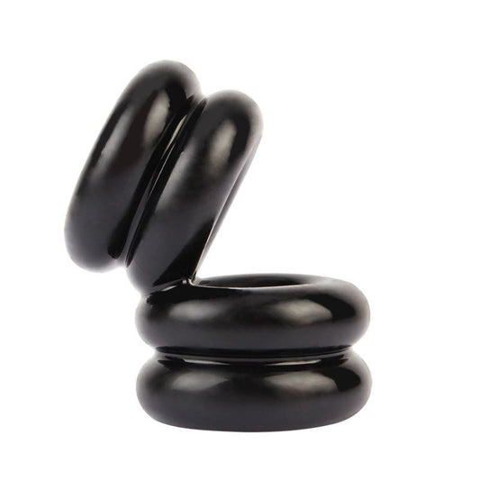 Chisa Double Stacked Dual Pleasure Mens Cock Ring - Black - Stretchy Cock Rings
