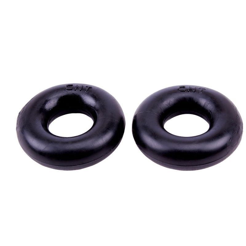 Chisa Mega Donut Shaped Cock Rings Twin Pack Thick TPE Enhancement - Black - Cock Ring Sets