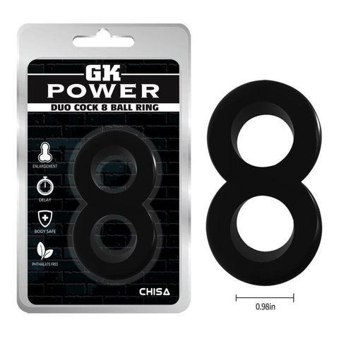 Chisa Duo Cock 8 Ball Erection Enhancer Penis Ring Figure 8 Design TPE - Stretchy Cock Rings