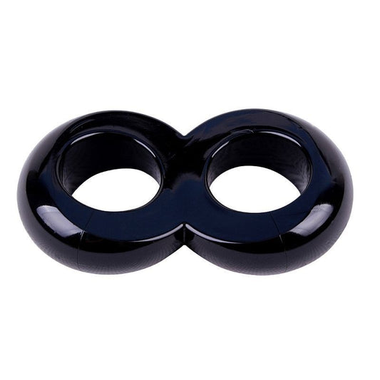 Chisa Duo Cock 8 Ball Erection Enhancer Penis Ring - Black - Stretchy Cock Rings