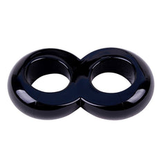 Chisa Duo Cock 8 Ball Erection Enhancer Penis Ring - Black - Stretchy Cock Rings