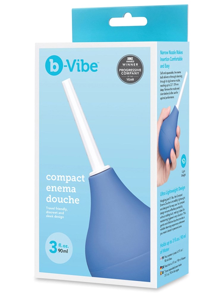 B Vibe Compact Anal Cleansing Enema Douche with Easy Squeeze Bulb - - Enemas and Douches