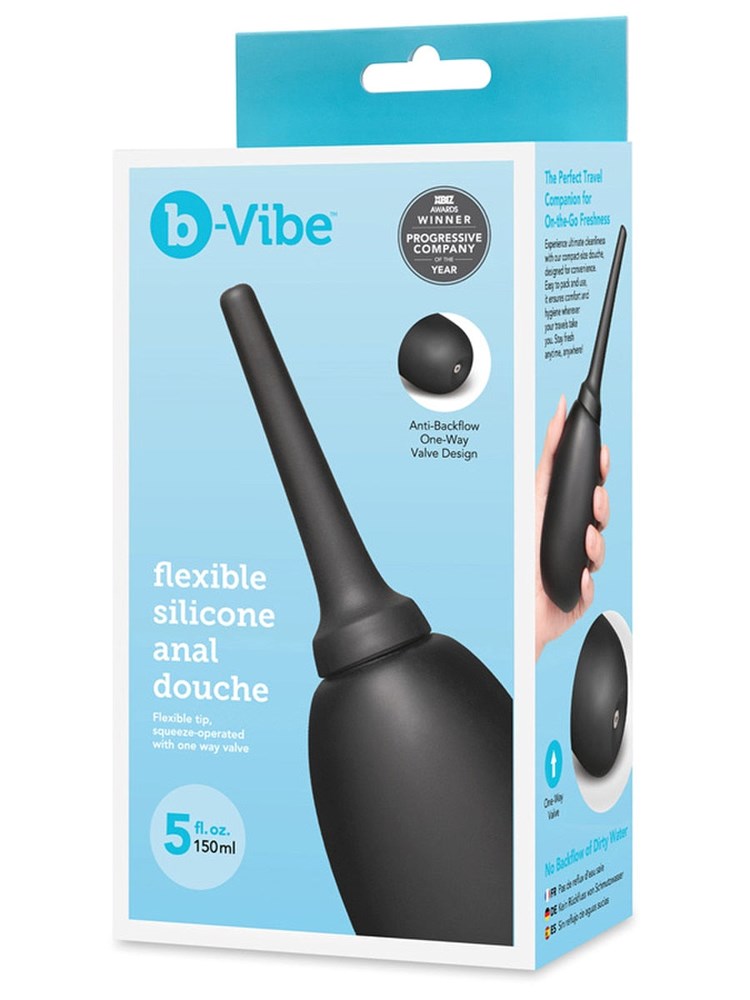 B Vibe Flexible Silicone Anal Douche System with Anti Backflow Valve - - Enemas and Douches