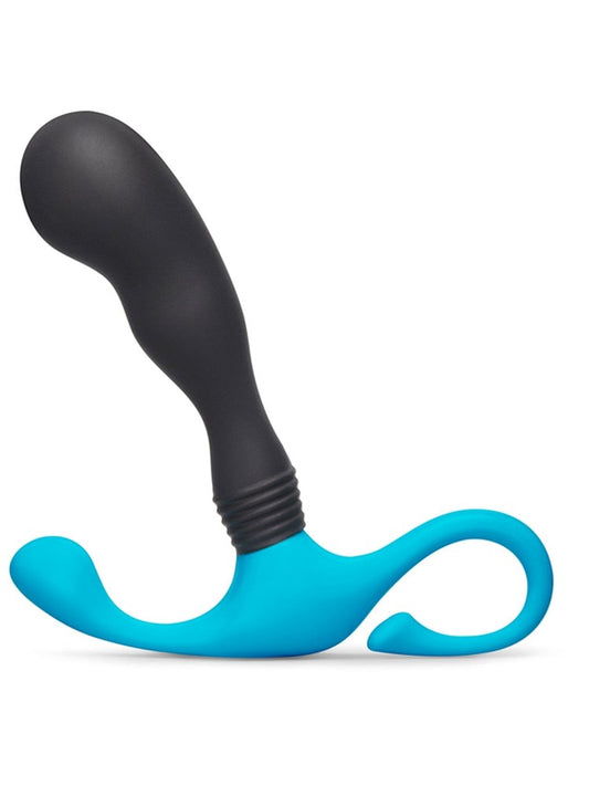 B Vibe Curl Hands Free Curved Silicone Prostate Massager Ribbed Base - Black - Prostate Toys