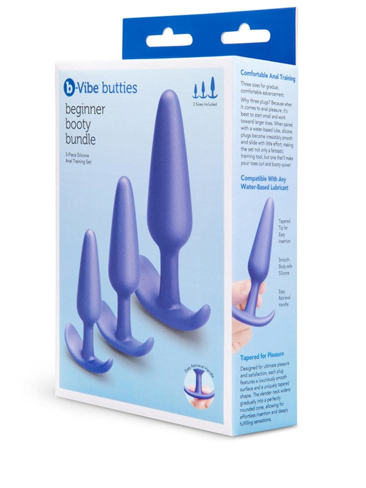 B Vibe Butties Beginner Booty 3 Piece Anal Training Set Body Safe Silicone - - Butt Plugs