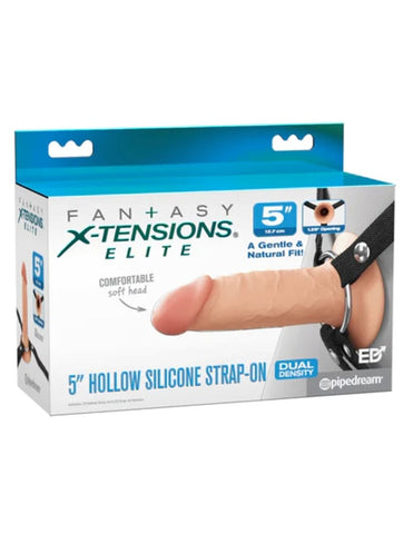 Pipedream FX Elite 5in Silicone Hollow Strap On Dual Density with Premium Harness - Strap On Sextoys