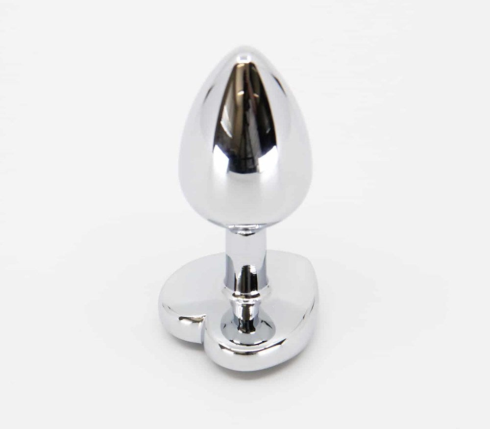 Love In Leather Metal Butt Plug With Heart Gem Large Aluminium Anal Sex Toy - - Butt Plugs