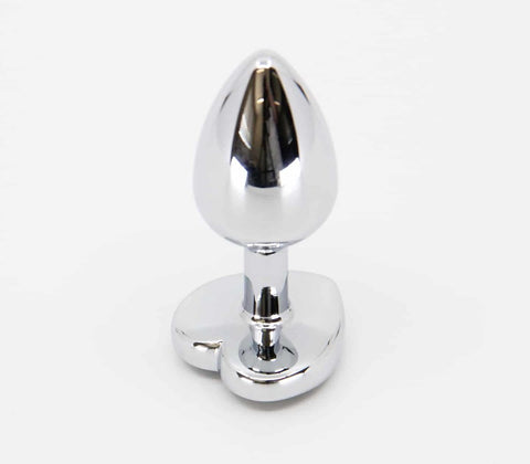 Love In Leather Metal Butt Plug With Heart Gem Large Aluminium Anal Sex Toy - Butt Plugs