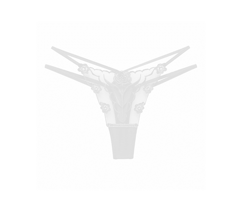 Love In Leather Womens Embroidered G String Panties White Sexy Lingerie - G-Strings, Panties and Shorts