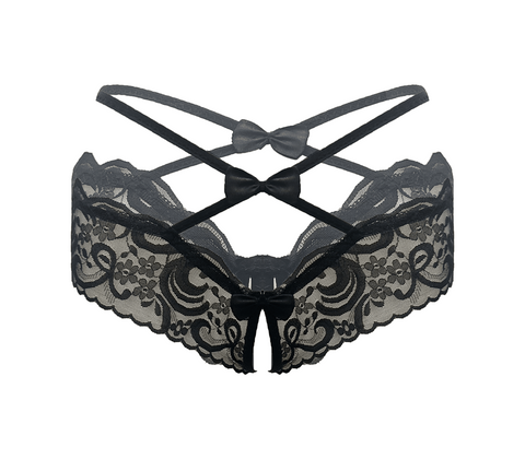 Love In Leather Womens Crotchless Panties OS Open Access Intimate Design - G-Strings, Panties and Shorts
