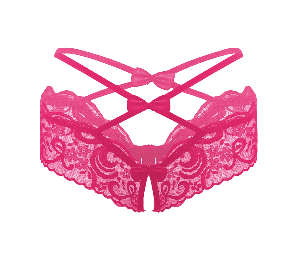 Love In Leather Womens Crotchless Panties OS Open Access Intimate Design - Hot Pink - G-Strings, Panties and Shorts