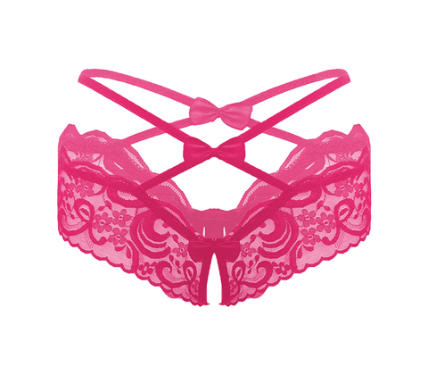 Love In Leather Womens Crotchless Panties OS Open Access Intimate Design - G-Strings, Panties and Shorts