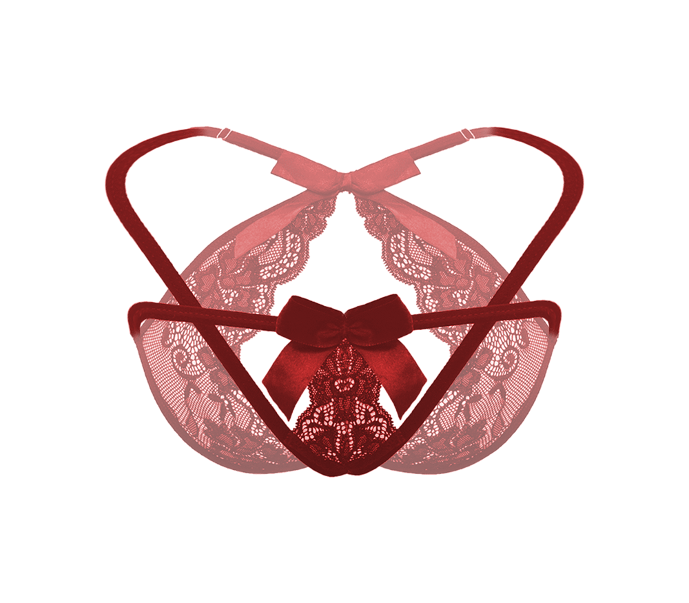 Love In Leather Crotchless Panties With Adjustable Slider OS Open Access - Wine - G-Strings, Panties and Shorts