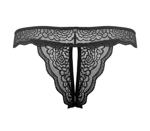 Love In Leather Sexy Crotchless Panties Black Open Access - G-Strings, Panties and Shorts