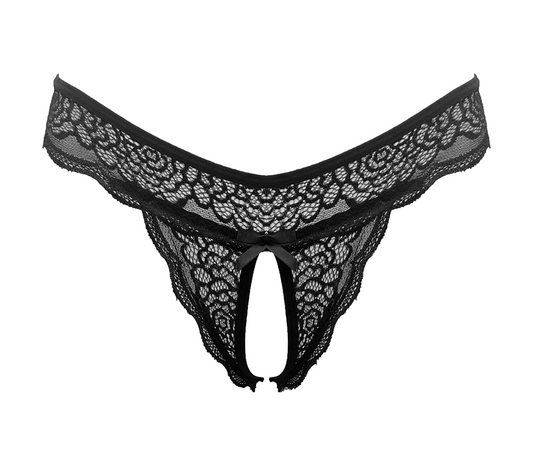 Love In Leather Sexy Crotchless Panties Black - S M - G-Strings, Panties and Shorts