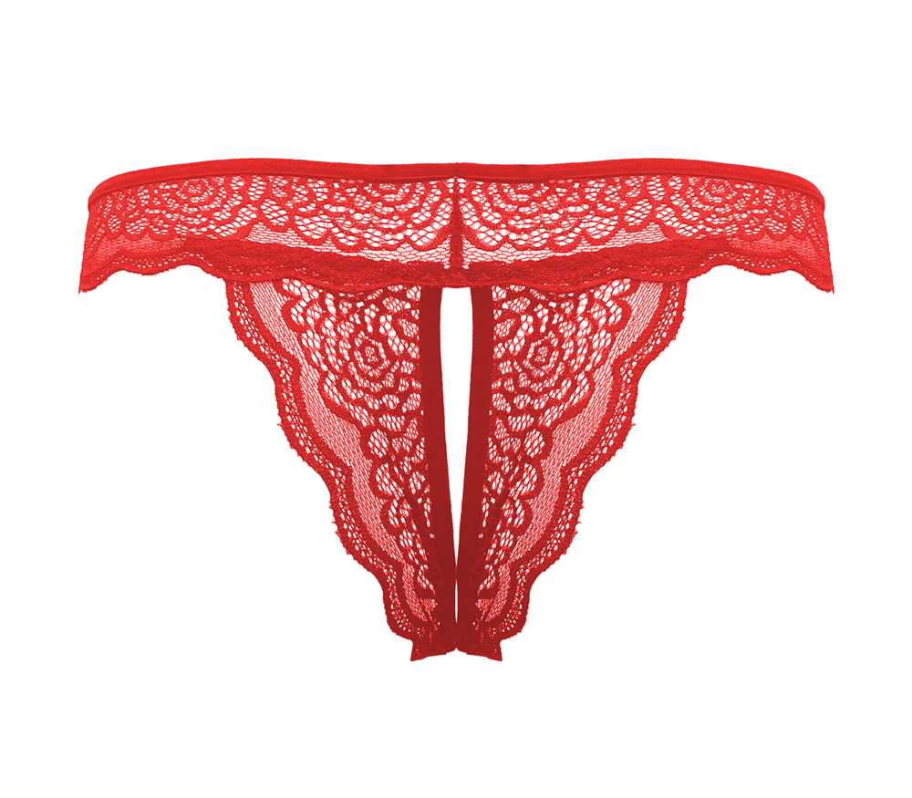 Love In Leather Sexy Crotchless Panties Red Easy Access Intimate Design - - G-Strings, Panties and Shorts