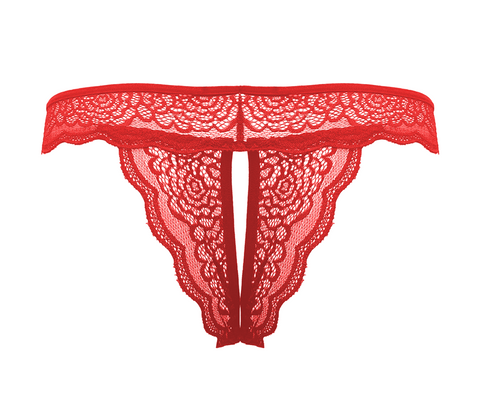 Love In Leather Sexy Crotchless Panties Red Easy Access Intimate Design - G-Strings, Panties and Shorts