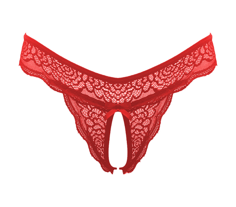 Love In Leather Sexy Crotchless Panties Red Easy Access Intimate Design - G-Strings, Panties and Shorts