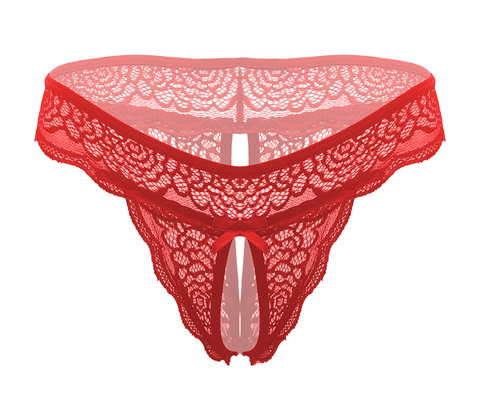 Love In Leather Sexy Crotchless Panties Red Easy Access Intimate Design - G-Strings, Panties and Shorts