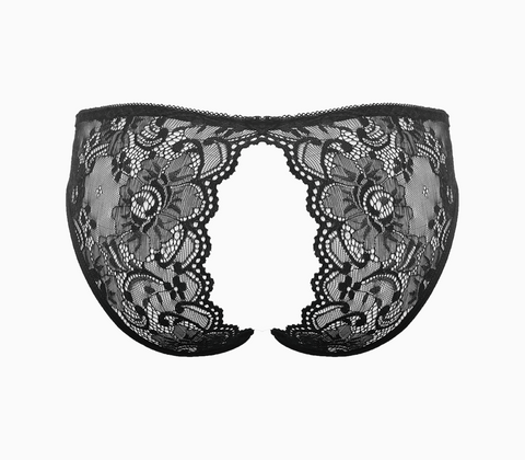 Love In Leather Sexy Crotchless Panties Black OS Open Access Design - G-Strings, Panties and Shorts