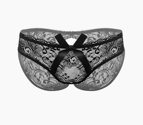 Love In Leather Sexy Crotchless Panties Black OS Open Access Design - G-Strings, Panties and Shorts
