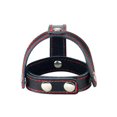 Lovetoy T-Style Leather Cock Ring with Ball Divider