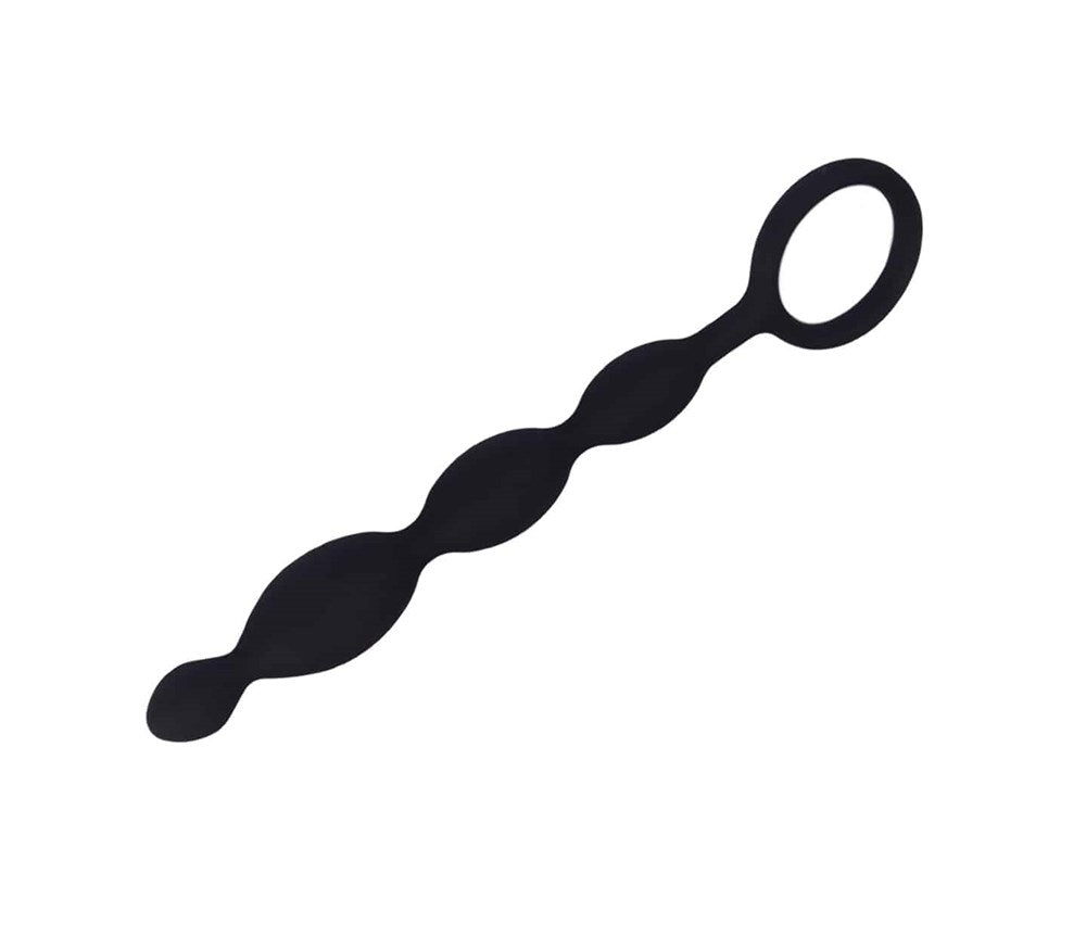 Love In Leather Silicone Anal Beads With Ring Pull