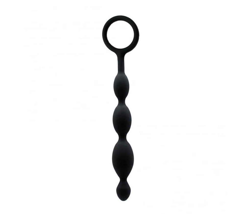Love In Leather Silicone Anal Beads With Ring Pull