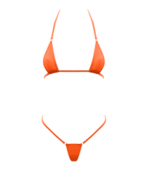 Love In Leather Spandex Fabric Micro Bikini Orange