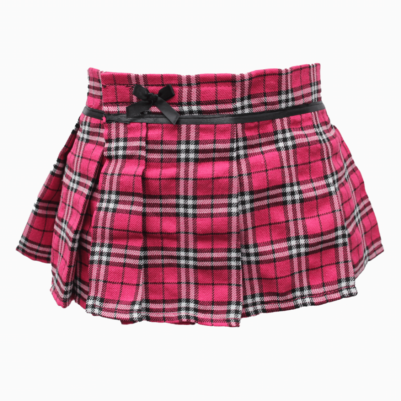 Love In Leather Tartan Wrap Sexy Skirt Pink