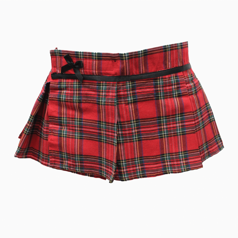 Love In Leather Tartan Wrap Sexy Skirt Red