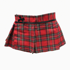 Love In Leather Tartan Wrap Sexy Skirt Red