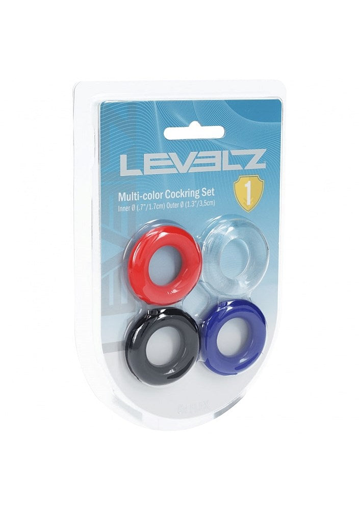 Shots LEVELZ Multicolour 4 Pack Cock Ring Set - Cock Ring Sets