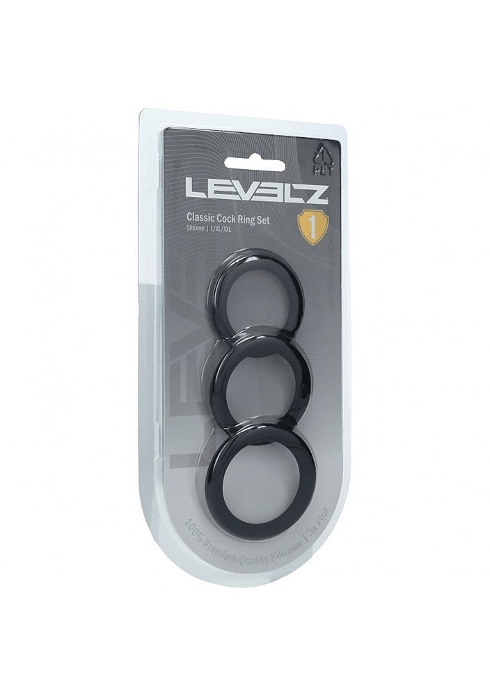 Shots LEVELZ Classic Silicone Cock Ring Set L/XL/XXL - Cock Ring Sets