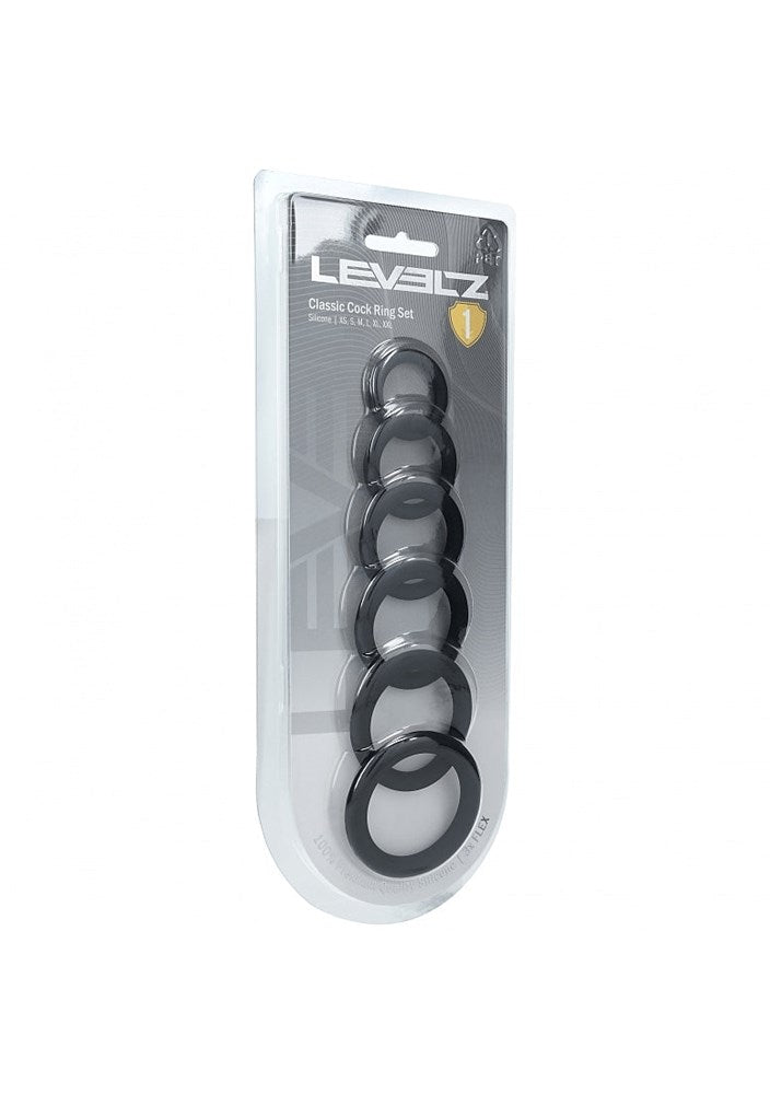 Shots LEVELZ Classic Silicone Cock Ring Set of 6 Sizes - Cock Ring Sets