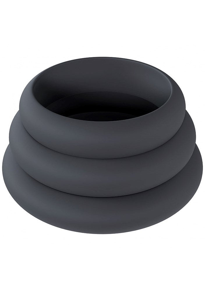 Shots LEVELZ Wide O Silicone Cock Ring Set of 3 Sizes S/M/L - Cock Ring Sets