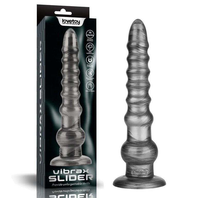 Lovetoy King Sized Vibrax Slider Vibrating Dildo Grey with 10 Functions - - Vibrating Dildos