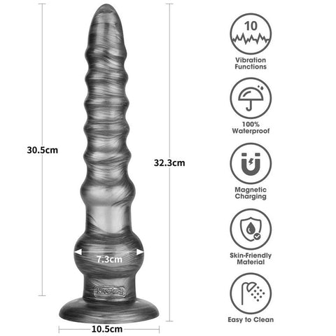 Lovetoy King Sized Vibrax Slider Vibrating Dildo Grey with 10 Functions - Vibrating Dildos
