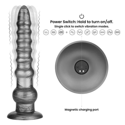 Lovetoy King Sized Vibrax Slider Vibrating Dildo Grey with 10 Functions - Vibrating Dildos