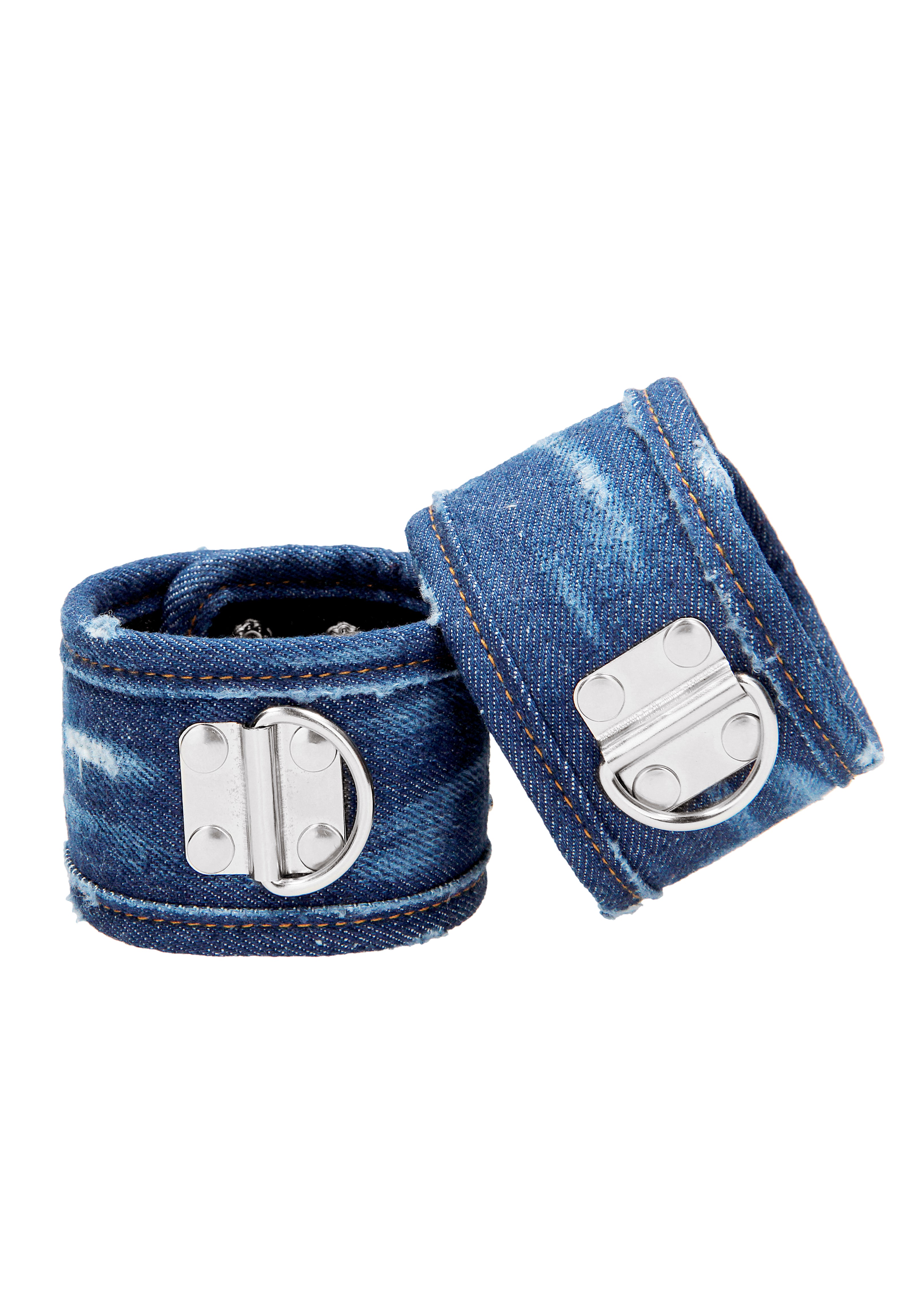 Shots Toys Roughend Denim Style Fetish Ankle Cuffs - Blue - Cuffs And Restraints