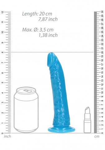 Shots Toys 7 Inch Slim Glow in the Dark Neon Dildo
