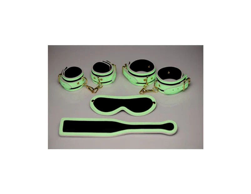 XR Brands Master Series Kink In the Dark Glowing Bondage Set Fluro Green - - Bondage Kits