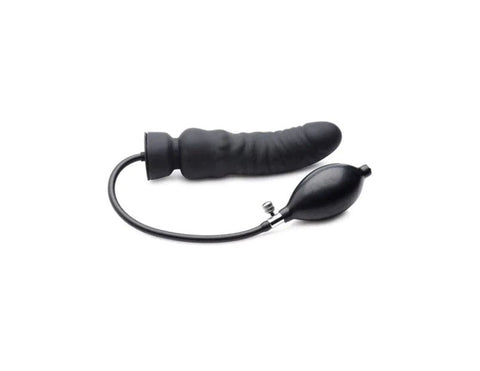 XR Brands Master Series Dick Spand Inflatable Silicone Dildo Black Adjustable - Inflatable Dildos and Vibrators