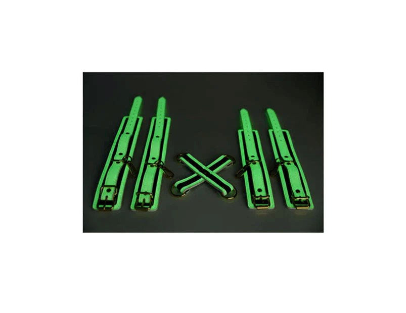 XR Brands Master Series Kink In the Dark Glowing Hog Tie Set Fluro Green Restraints - - Cuffs And Restraints