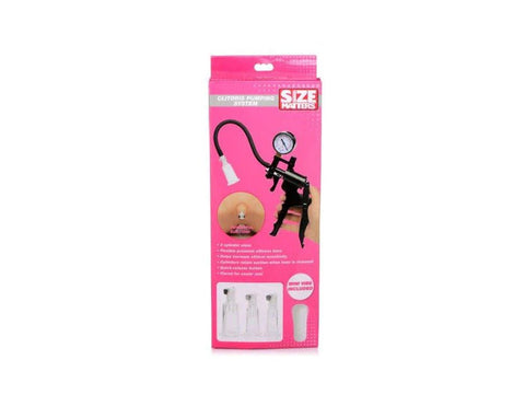 XR Brands Size Matters Clitoral Pumping System Clear with Pressure Gauge - Pussy And Clit Toys
